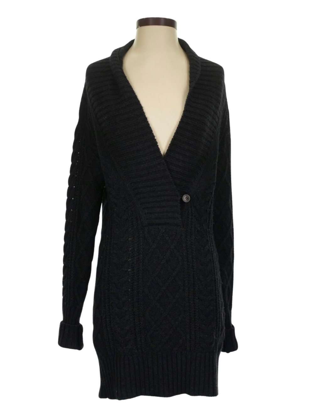 Vince Cashmere & Wool Black Cable Knit Cardigan Like New